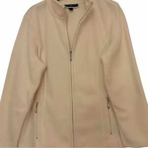NWOT Karen Scott Medium Cream Zip-Up Fleece Jacket